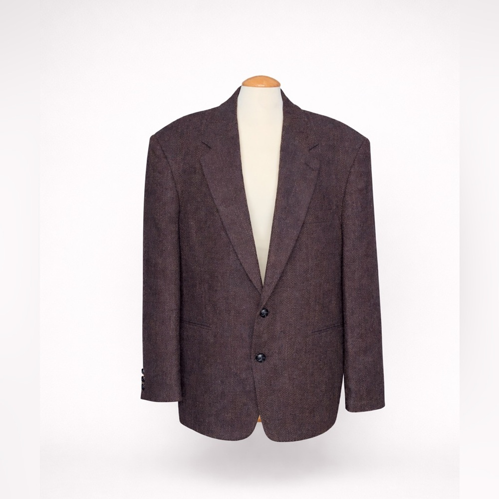 VINTAGE - Protocole Tweed Blazer Oversized Women Blue Fleck Structured Jacket - Picture 3 of 12